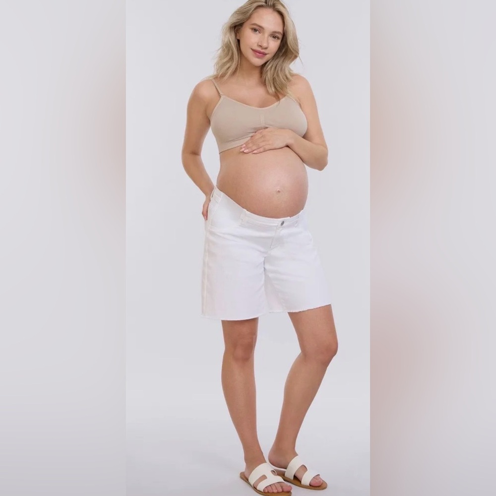 Motherhood Maternity Women's Under The Belly Maternity Dad Denim Shorts